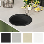 ZNTS Granite Kitchen Sink Single Basin Round Black 142956