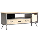 ZNTS TV Cabinet Solid Mango Wood and Steel 120x30x45 cm 246282