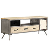 ZNTS TV Cabinet Solid Mango Wood and Steel 120x30x45 cm 246282