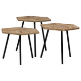 ZNTS 3 Piece Coffee Table Set Reclaimed Teak Hexagonal 246082