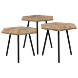 ZNTS 3 Piece Coffee Table Set Reclaimed Teak Hexagonal 246082