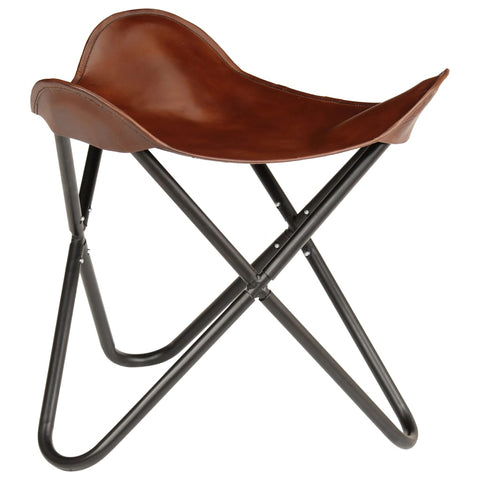 ZNTS Butterfly Stool Brown Real Leather 246381