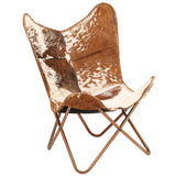ZNTS Butterfly Chair Brown and White Genuine Goat Leather 246391