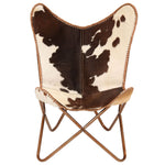 ZNTS Butterfly Chair Brown and White Genuine Goat Leather 246391
