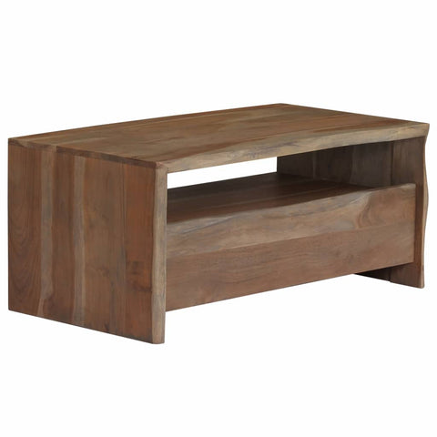 ZNTS Coffee Table Solid Acacia Wood Live Edges 90x50x40 cm Grey 246127