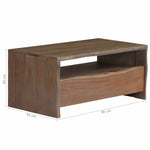 ZNTS Coffee Table Solid Acacia Wood Live Edges 90x50x40 cm Grey 246127