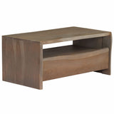 ZNTS Coffee Table Solid Acacia Wood Live Edges 90x50x40 cm Grey 246127