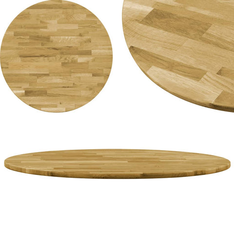 ZNTS Table Top Solid Oak Wood Round 23 mm 900 mm 245986