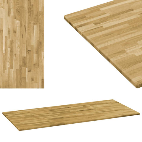 ZNTS Table Top Solid Oak Wood Rectangular 23 mm 100x60 cm 245989