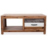ZNTS Coffee Table Solid Acacia Wood 90x50x37.5 cm 246043