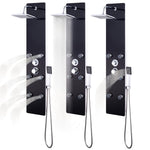 ZNTS Shower Panel Unit Glass 25x44.6x130 cm Black 142993