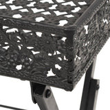 ZNTS Folding Tea Table Vintage Style Metal 58x35x72 cm Black 245941