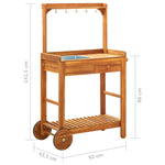 ZNTS Garden Kitchen Trolley Solid Acacia Wood 92x43.5x141.5 cm 43986