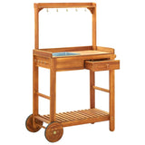 ZNTS Garden Kitchen Trolley Solid Acacia Wood 92x43.5x141.5 cm 43986