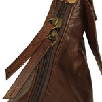 ZNTS Ladies' Handbag Real Leather Brown 133318