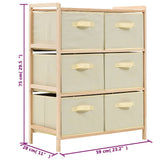 ZNTS Storage Rack with 6 Fabric Baskets Cedar Wood Beige 246439