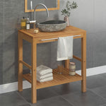 ZNTS Bathroom Vanity Cabinet Solid Teak with Riverstone Sink 246496