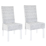ZNTS Dining Chairs 2 pcs Light Brown Kubu Rattan and Mango Wood 246654