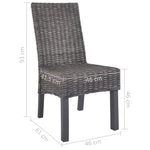 ZNTS Dining Chairs 2 pcs Brown Kubu Rattan and Mango Wood 246655