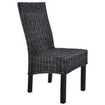 ZNTS Dining Chairs 2 pcs Black Kubu Rattan and Mango Wood 246656