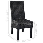 ZNTS Dining Chairs 2 pcs Black Kubu Rattan and Mango Wood 246656