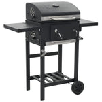 ZNTS Charcoal-Fueled BBQ Grill with Bottom Shelf Black 44280