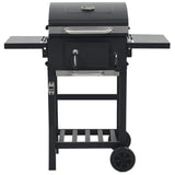 ZNTS Charcoal-Fueled BBQ Grill with Bottom Shelf Black 44280