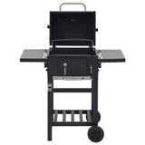 ZNTS Charcoal-Fueled BBQ Grill with Bottom Shelf Black 44280