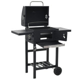 ZNTS Charcoal-Fueled BBQ Grill with Bottom Shelf Black 44280