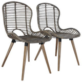 ZNTS Dining Chairs 4 pcs Brown Natural Rattan 246854
