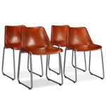 ZNTS Dining Chairs 4 pcs Brown Real Leather 275256