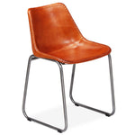 ZNTS Dining Chairs 4 pcs Brown Real Leather 275256
