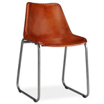 ZNTS Dining Chairs 4 pcs Brown Real Leather 275256