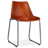 ZNTS Dining Chairs 4 pcs Brown Real Leather 275256