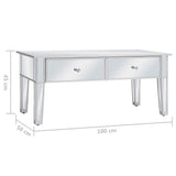 ZNTS Mirrored Coffee Table MDF and Glass 100x50x45 cm 246662