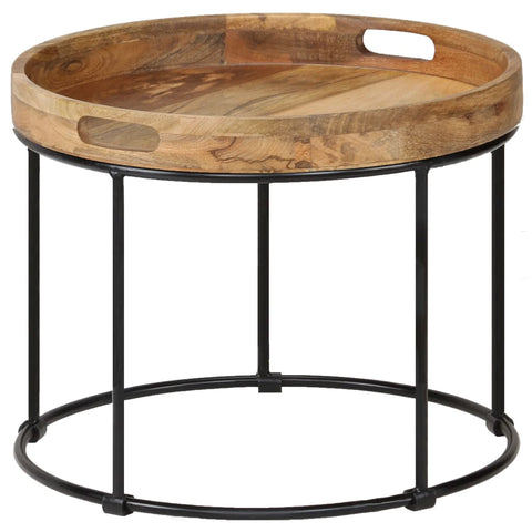 ZNTS Coffee Table Solid Mange Wood and Steel 50x40 cm 246672