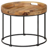 ZNTS Coffee Table Solid Mange Wood and Steel 50x40 cm 246672