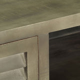 ZNTS TV Cabinet Solid Mango Wood Grey with Brass 110x30x48 cm 246681
