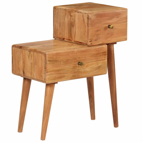 ZNTS Nightstand Solid Acacia Wood 60x36x75 cm 246694