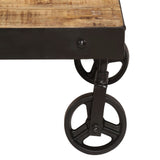 ZNTS Coffee Table with Wheels Solid Mango Wood 100x60x26 cm 246696