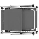 ZNTS Folding Sun Lounger with Roof Aluminium and Textilene Grey 44335