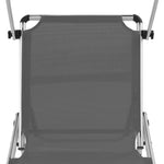 ZNTS Folding Sun Lounger with Roof Aluminium and Textilene Grey 44335