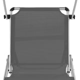 ZNTS Folding Sun Lounger with Roof Aluminium and Textilene Grey 44335