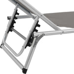 ZNTS Folding Sun Lounger with Roof Aluminium and Textilene Grey 44335