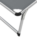 ZNTS Folding Sun Lounger with Roof Aluminium and Textilene Grey 44335