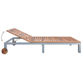 ZNTS Sun Lounger Solid Acacia Wood 44611
