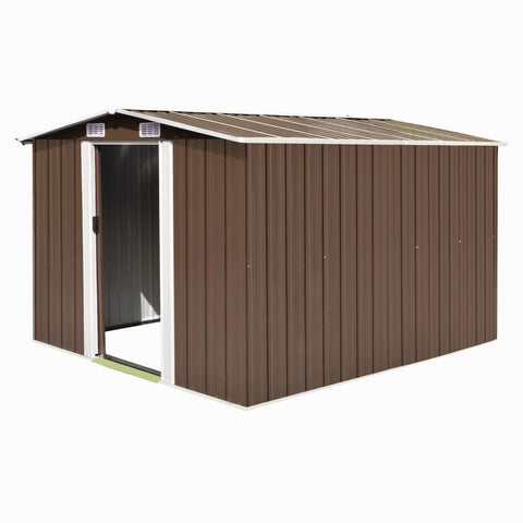 ZNTS Garden Shed 257x298x178 cm Metal Brown 143343
