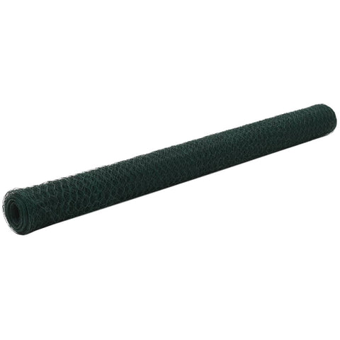 ZNTS Chicken Wire Fence Steel with PVC Coating 25x1.5 m Green 143267
