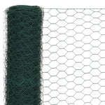 ZNTS Chicken Wire Fence Steel with PVC Coating 25x1.5 m Green 143267