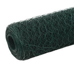 ZNTS Chicken Wire Fence Steel with PVC Coating 25x1.5 m Green 143270